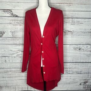 Ladies Red Cardigan Size Medium